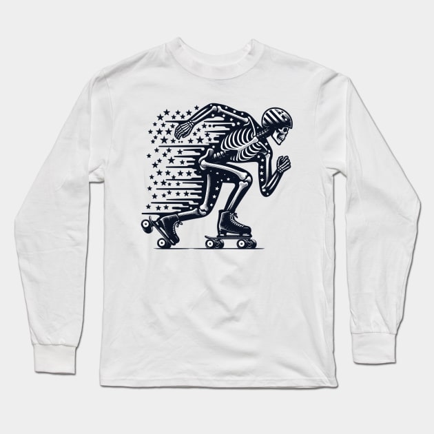 Skeleton Skater Long Sleeve T-Shirt by Vehicles-Art